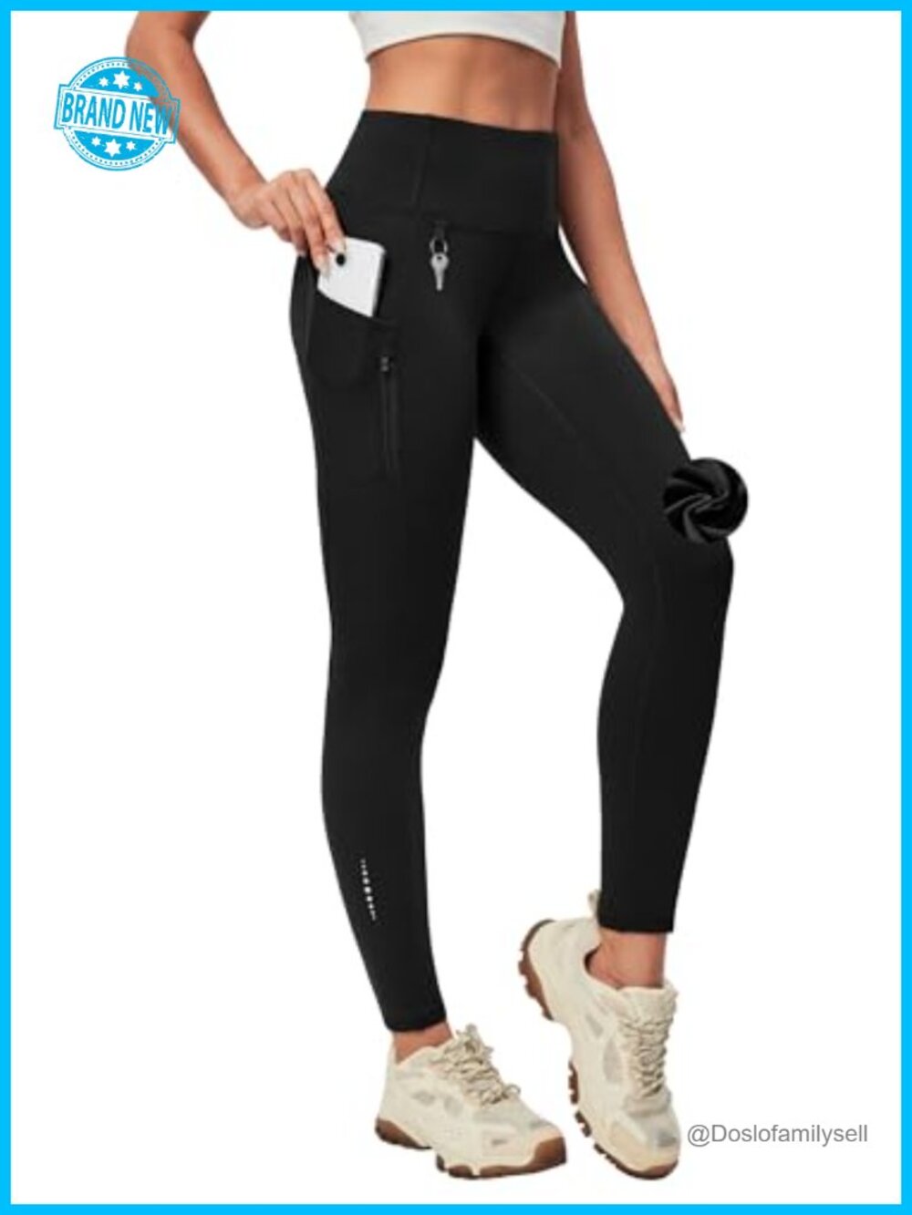 Fleece Lined Thermal Leggings with Pockets High Waist Winter